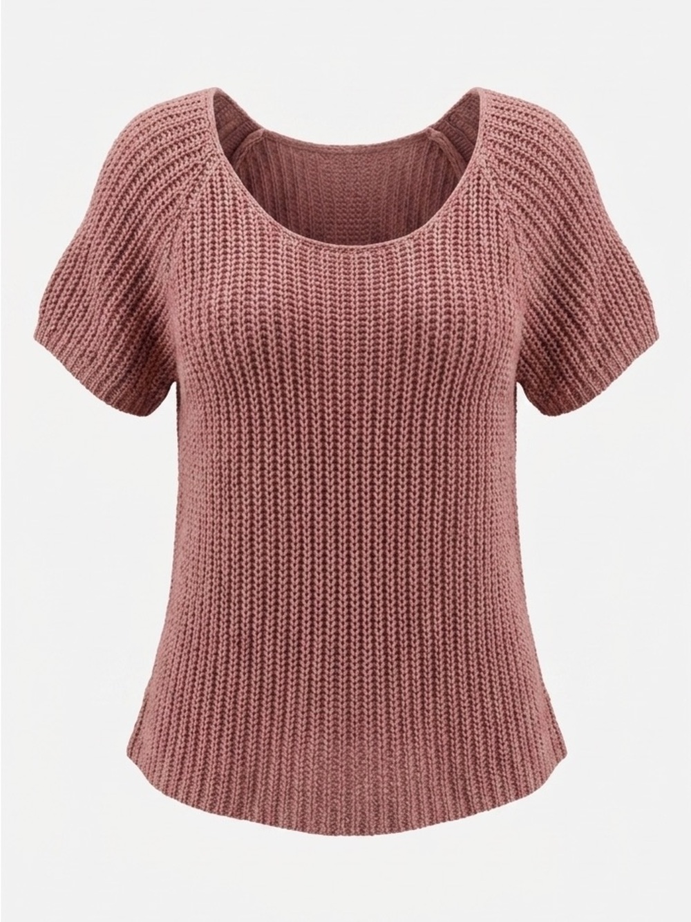 J Jill Silk Blend Chunky Knit Dusty Rose Pink Short Sleeve Sweater Size Large